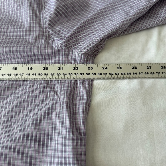 Perry Ellis Portfolio 16.5 Slim Fit Micro Plaid Button Up Dress Shirt Purple - Picture 8 of 12